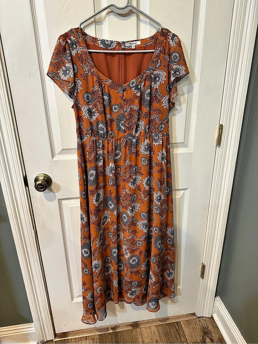Madewell Floral Maxi Dress in Orange & Gray Size 12